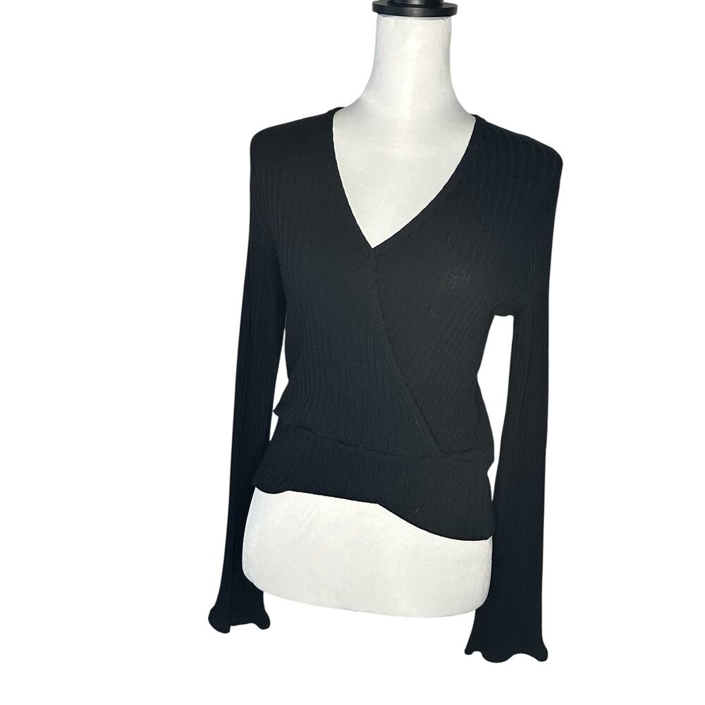 Magic Fit Large Black Long Sleeve top V Neck